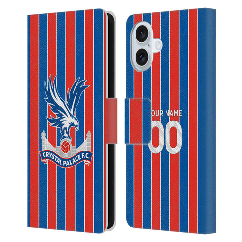 Custom Customised Personalised Crystal Palace Football Club 2025/26 Kit Home Leather Book Wallet Case Cover For Apple iPhone 16 Plus