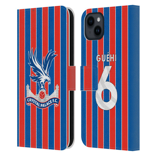 Crystal Palace FC 2025/26 Players Home Kit Marc Guéhi Leather Book Wallet Case Cover For Apple iPhone 15 Plus