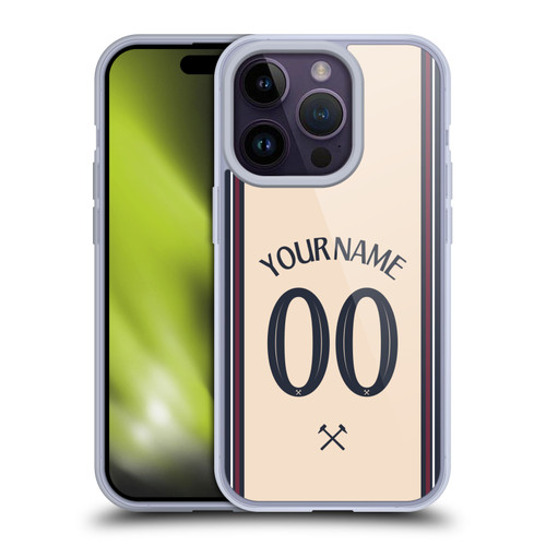 Custom Customised Personalised West Ham United FC 2025/26 Kit Away Soft Gel Case for Apple iPhone 14 Pro
