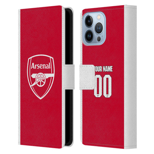 Custom Customised Personalised Arsenal FC 2025/26 Kit Home Leather Book Wallet Case Cover For Apple iPhone 13 Pro Max