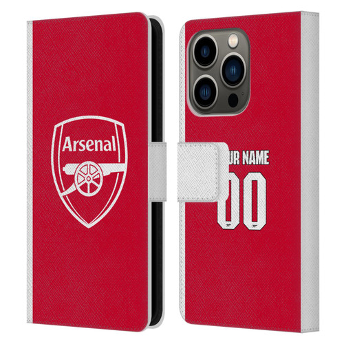 Custom Customised Personalised Arsenal FC 2025/26 Kit Home Leather Book Wallet Case Cover For Apple iPhone 14 Pro