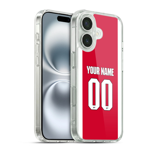 Custom Customised Personalised Arsenal FC 2025/26 Kit Home Soft Gel Case for Apple iPhone 16 & MagSafe