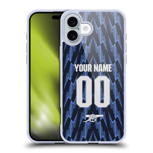 Custom Customised Personalised Arsenal FC 2025/26 Kit Away Soft Gel Case for Apple iPhone 16 Plus