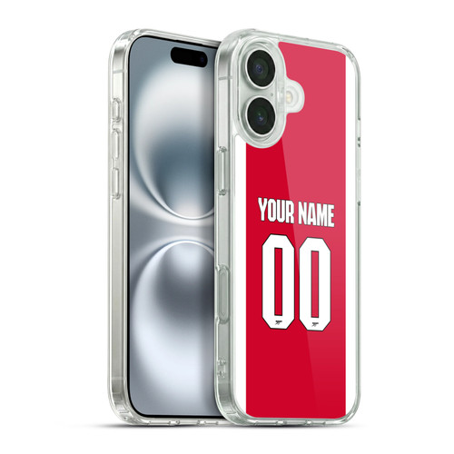 Custom Customised Personalised Arsenal FC 2025/26 Kit Home Soft Gel Case for Apple iPhone 16 Plus & MagSafe