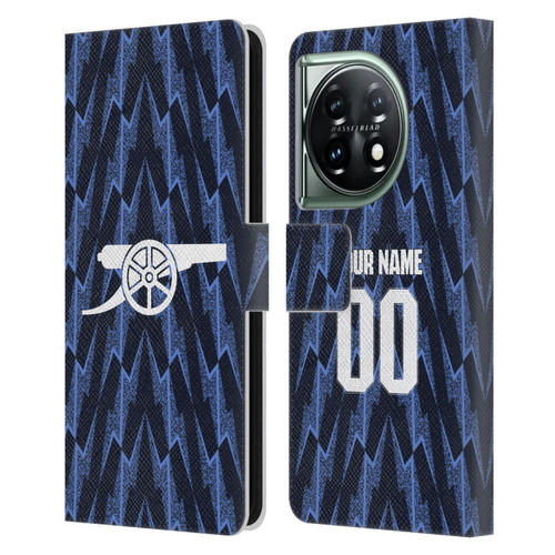 Custom Customised Personalised Arsenal FC 2025/26 Kit Away Leather Book Wallet Case Cover For OnePlus 11 5G