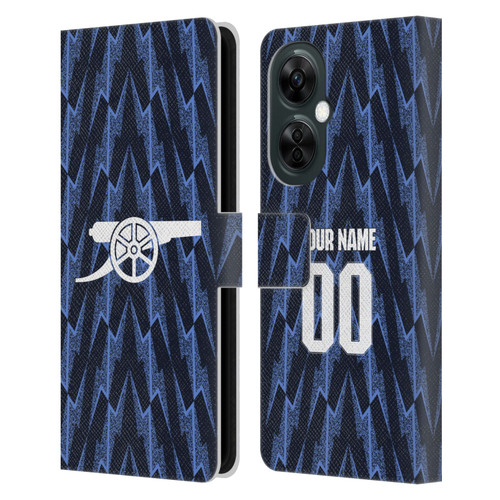 Custom Customised Personalised Arsenal FC 2025/26 Kit Away Leather Book Wallet Case Cover For OnePlus Nord N30