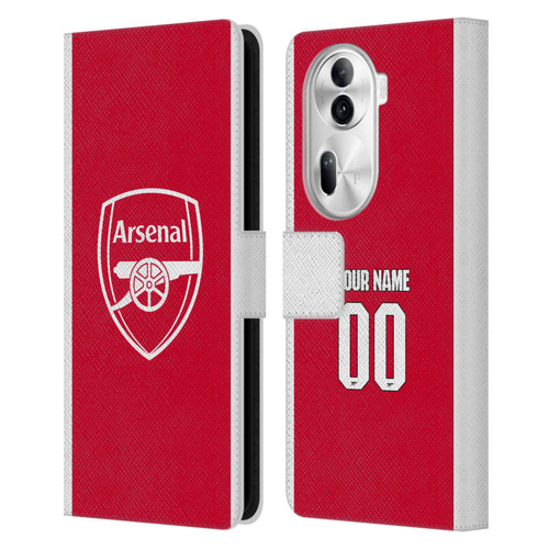 Custom Customised Personalised Arsenal FC 2025/26 Kit Home Leather Book Wallet Case Cover For OPPO Reno11