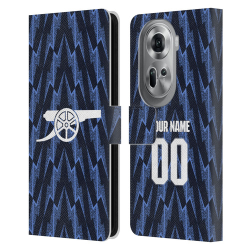Custom Customised Personalised Arsenal FC 2025/26 Kit Away Leather Book Wallet Case Cover For OPPO Reno11 Pro