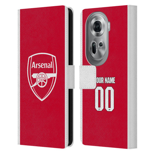 Custom Customised Personalised Arsenal FC 2025/26 Kit Home Leather Book Wallet Case Cover For OPPO Reno11 Pro