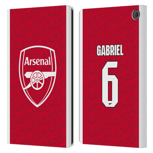 Arsenal FC 2025/26 Players Home Kit Gabriel Magalhães Leather Book Wallet Case Cover For Amazon Fire Max 11 2023