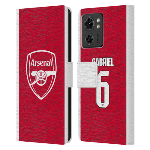 Arsenal FC 2025/26 Players Home Kit Gabriel Magalhães Leather Book Wallet Case Cover For Motorola Moto Edge 40/Edge (2023)