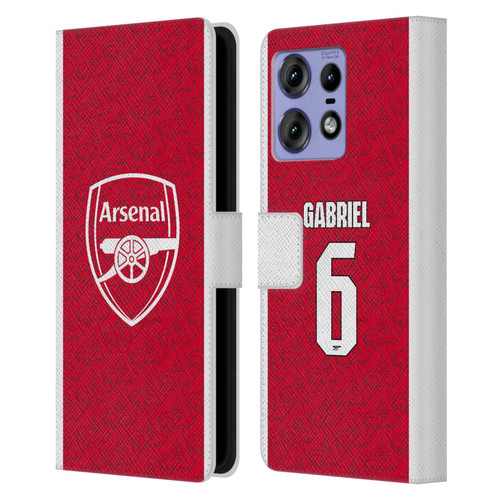 Arsenal FC 2025/26 Players Home Kit Gabriel Magalhães Leather Book Wallet Case Cover For Motorola Edge 50 Pro