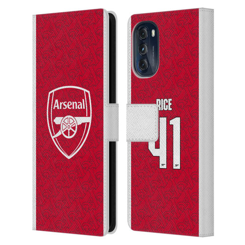Arsenal FC 2025/26 Players Home Kit Declan Rice Leather Book Wallet Case Cover For Motorola Moto G (2022)