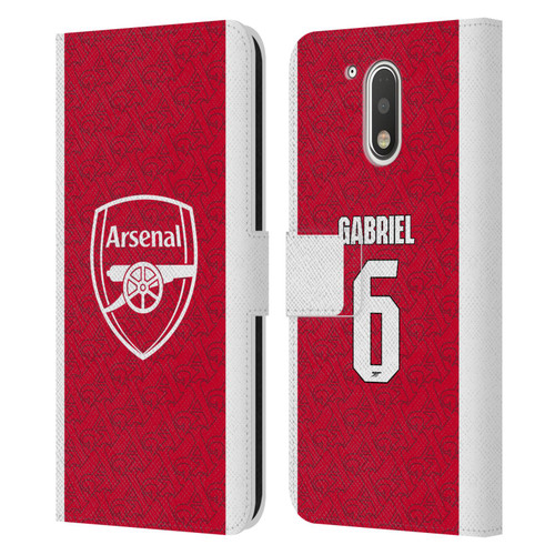 Arsenal FC 2025/26 Players Home Kit Gabriel Magalhães Leather Book Wallet Case Cover For Motorola Moto G41