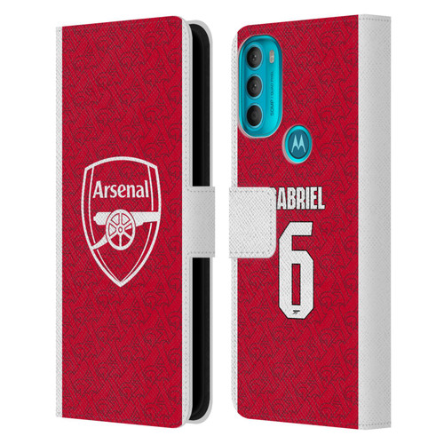 Arsenal FC 2025/26 Players Home Kit Gabriel Magalhães Leather Book Wallet Case Cover For Motorola Moto G71 5G