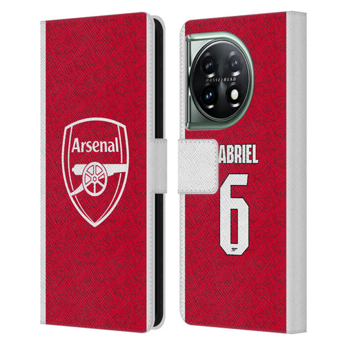 Arsenal FC 2025/26 Players Home Kit Gabriel Magalhães Leather Book Wallet Case Cover For OnePlus 11 5G