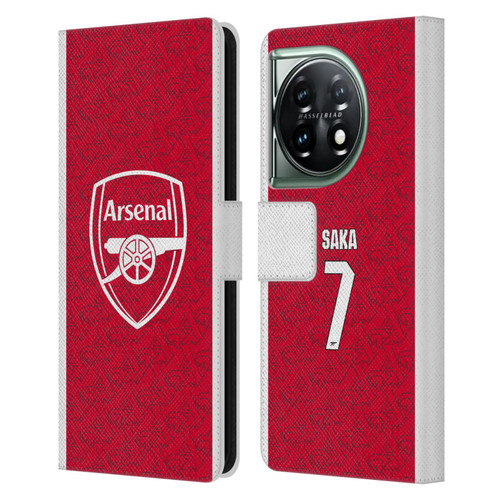 Arsenal FC 2025/26 Players Home Kit Bukayo Saka Leather Book Wallet Case Cover For OnePlus 11 5G