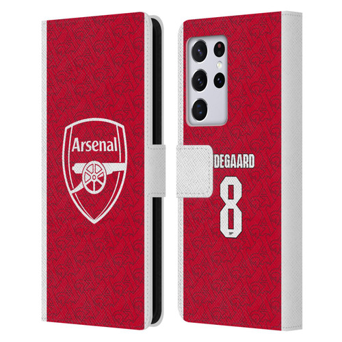 Arsenal FC 2025/26 Players Home Kit Martin Ødegaard Leather Book Wallet Case Cover For Samsung Galaxy S21 Ultra 5G