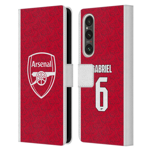 Arsenal FC 2025/26 Players Home Kit Gabriel Magalhães Leather Book Wallet Case Cover For Sony Xperia 1 V 5G