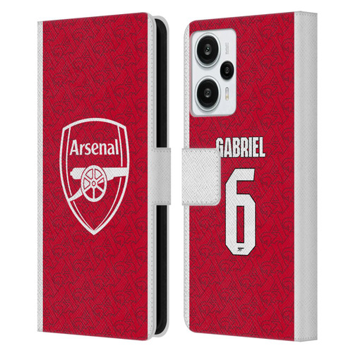 Arsenal FC 2025/26 Players Home Kit Gabriel Magalhães Leather Book Wallet Case Cover For Xiaomi Redmi Note 12T