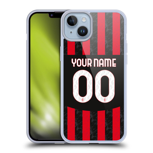 Custom Customised Personalised AC Milan 2024/25 Kit Home Soft Gel Case for Apple iPhone 14 Plus