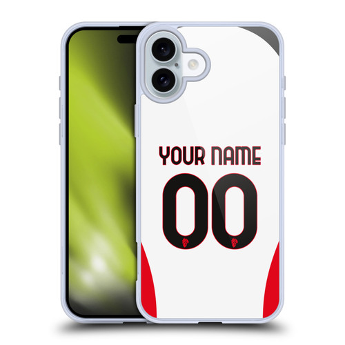 Custom Customised Personalised AC Milan 2024/25 Kit Away Soft Gel Case for Apple iPhone 16 Plus