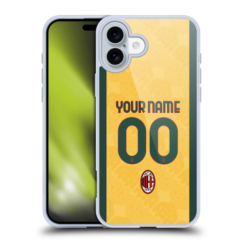 Custom Customised Personalised AC Milan 2024/25 Kit Third Soft Gel Case for Apple iPhone 16 Plus