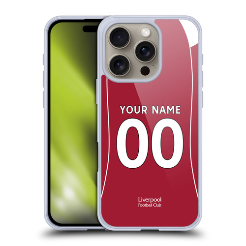 Custom Customised Personalised Liverpool Football Club 2025/26 Kit Home Soft Gel Case for Apple iPhone 16 Pro