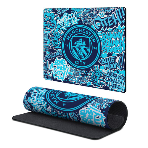 Manchester City Man City FC Crest Logo Graffiti Tag Pattern Gaming Office Desk PC Keyboard Mouse Mat Pad 9.84 x 11.81 x 0.12 inches (250 x 300 mm) - S