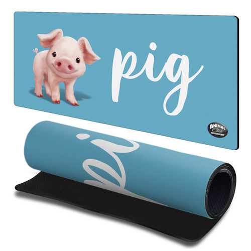 Animal Club International Faces Pig Gaming Office Desk PC Keyboard Mouse Mat Pad 23.62 x 11.81 x 0.12 inches (600 x 300 mm) - L