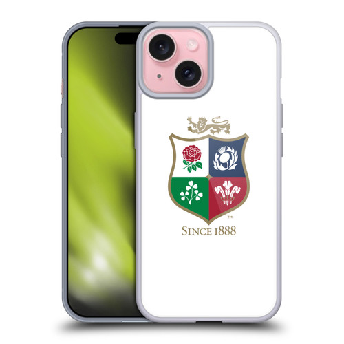 British and Irish Lions Badge White Soft Gel Case for Apple iPhone 15