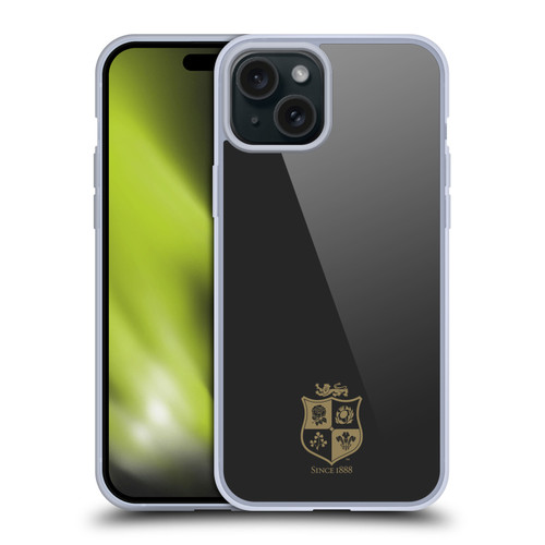 British and Irish Lions Badge Black & Gold Soft Gel Case for Apple iPhone 15 Plus
