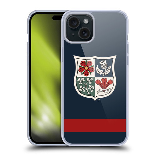 British and Irish Lions Badge Heritage Blue Soft Gel Case for Apple iPhone 15 Plus