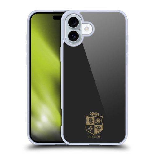 British and Irish Lions Badge Black & Gold Soft Gel Case for Apple iPhone 16 Plus