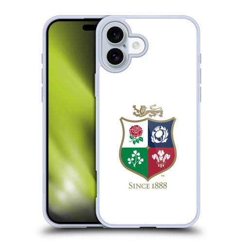 British and Irish Lions Badge White Soft Gel Case for Apple iPhone 16 Plus