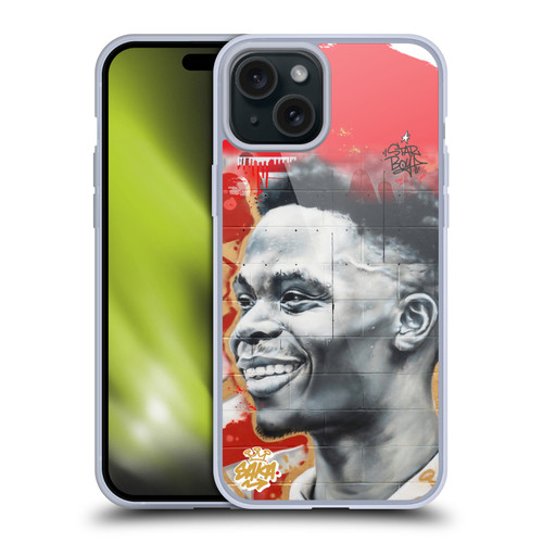 Arsenal FC Graffiti Art Saka Mural Soft Gel Case for Apple iPhone 15 Plus