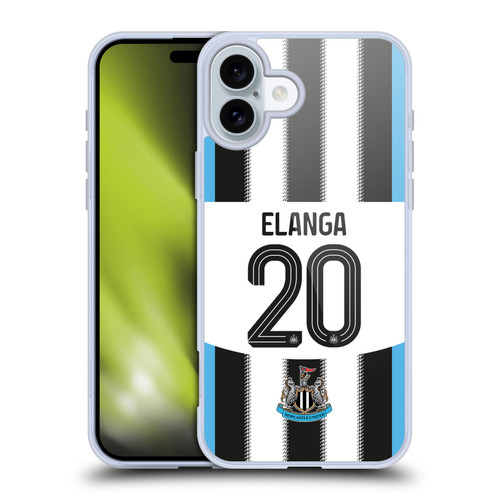 Newcastle United Football Club 2025/26 Players Home Kit 1st Group Anthony Elanga Soft Gel Case for Apple iPhone 16 Plus
