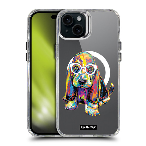 P.D. Moreno Gothic Art Basset Hound SHOCKPROOF BUMPER CASE COMPATIBLE WITH Apple iPhone 15 Plus & MAGSAFE