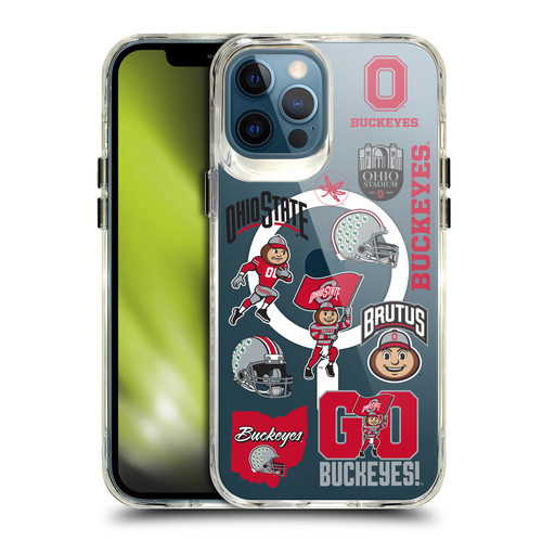 Ohio State University Logo Icon Sticker Collage SHOCKPROOF BUMPER CASE COMPATIBLE WITH Apple iPhone 12 Pro Max & MAGSAFE