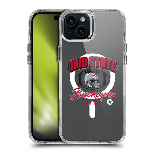 Ohio State University Logo Icon Football SHOCKPROOF BUMPER CASE COMPATIBLE WITH Apple iPhone 15 Plus & MAGSAFE