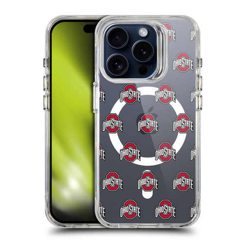 Ohio State University Logo Icon Pattern SHOCKPROOF BUMPER CASE COMPATIBLE WITH Apple iPhone 15 Pro & MAGSAFE