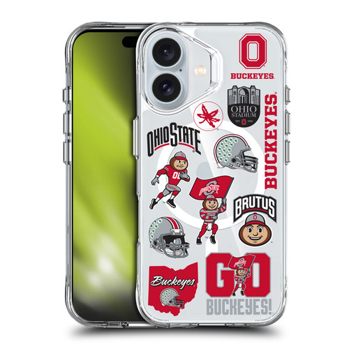 Ohio State University Logo Icon Sticker Collage SHOCKPROOF BUMPER CASE COMPATIBLE WITH Apple iPhone 16 & MAGSAFE