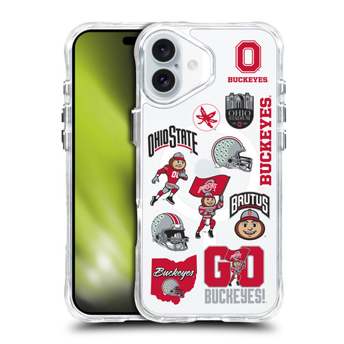 Ohio State University Logo Icon Sticker Collage SHOCKPROOF BUMPER CASE COMPATIBLE WITH Apple iPhone 16 Plus & MAGSAFE