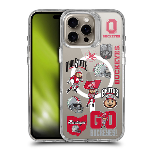 Ohio State University Logo Icon Sticker Collage SHOCKPROOF BUMPER CASE COMPATIBLE WITH Apple iPhone 16 Pro Max & MAGSAFE