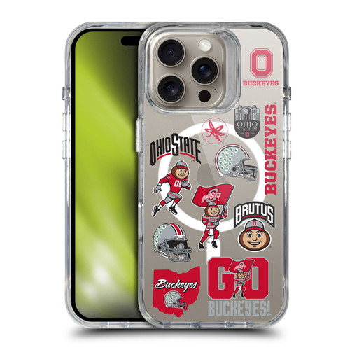 Ohio State University Logo Icon Sticker Collage SHOCKPROOF BUMPER CASE COMPATIBLE WITH Apple iPhone 16 Pro & MAGSAFE