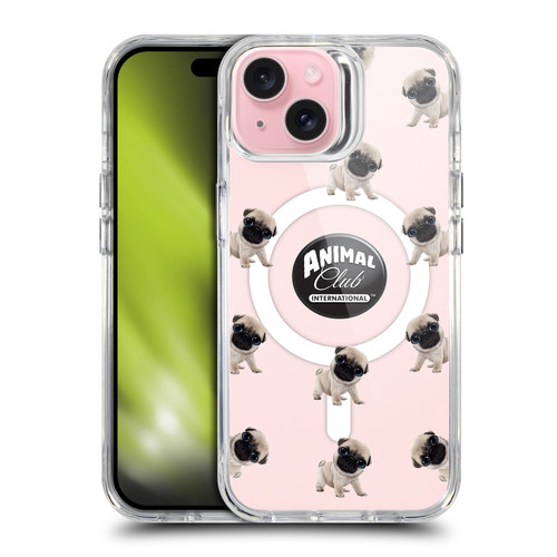 Animal Club International Icons Pug Pattern SHOCKPROOF BUMPER CASE COMPATIBLE WITH  & MAGSAFE Apple iPhone 15