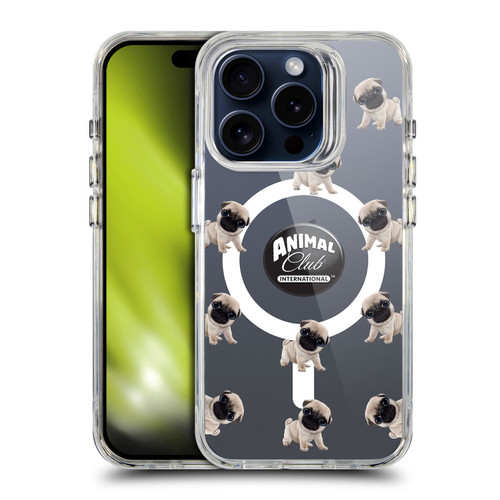 Animal Club International Icons Pug Pattern SHOCKPROOF BUMPER CASE COMPATIBLE WITH  & MAGSAFE Apple iPhone 15 Pro