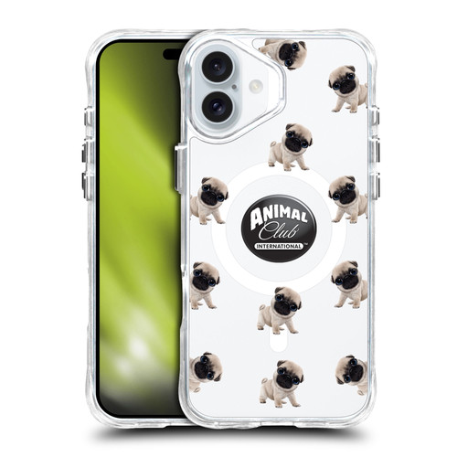 Animal Club International Icons Pug Pattern SHOCKPROOF BUMPER CASE COMPATIBLE WITH  & MAGSAFE Apple iPhone 16 Plus