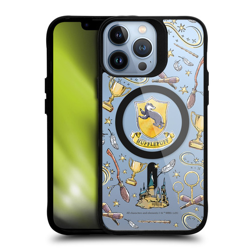 Harry Potter Magical Icons Hufflepuff Pattern BLACK SHOCKPROOF BUMPER CASE COMPATIBLE WITH Apple iPhone 13 Pro Max & MAGSAFE
