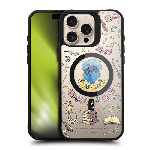 Harry Potter Magical Icons Ravenclaw Pattern BLACK SHOCKPROOF BUMPER CASE COMPATIBLE WITH Apple iPhone 16 Pro Max & MAGSAFE